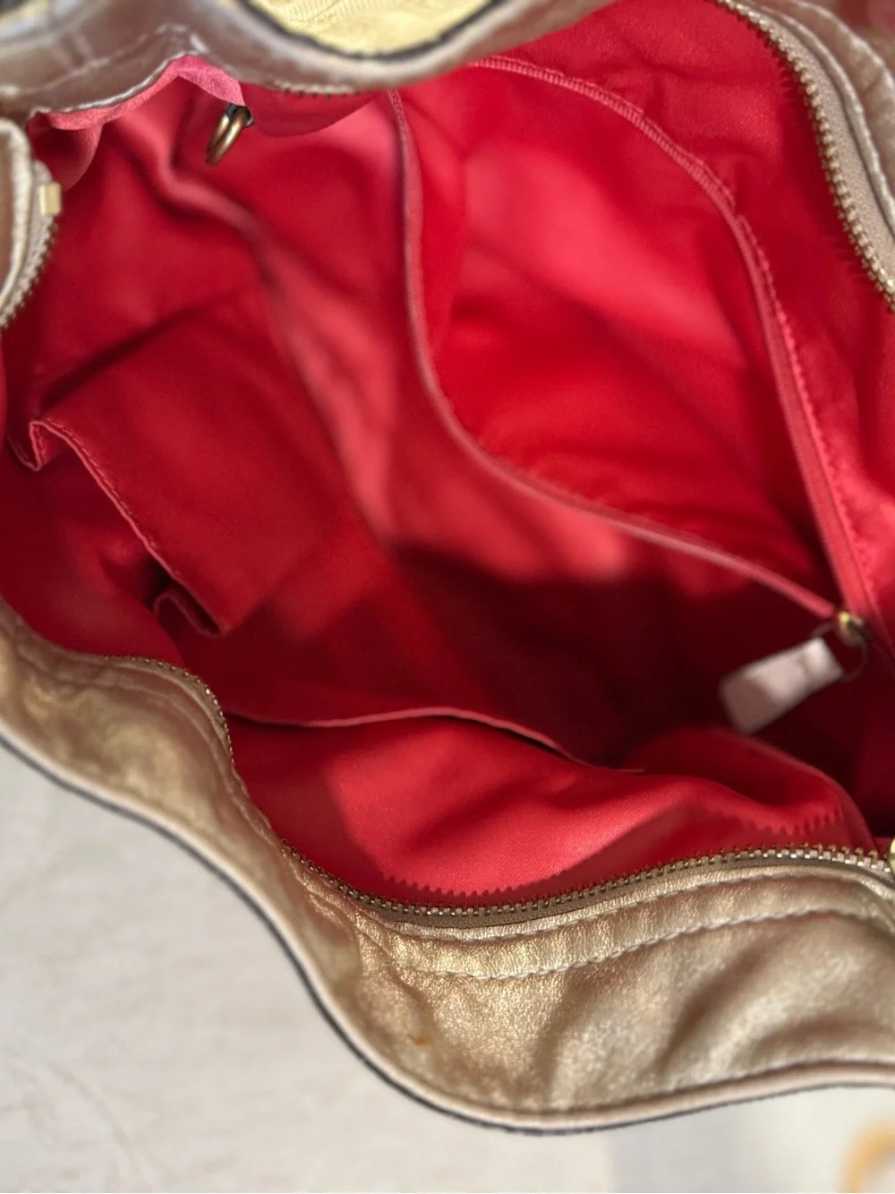 Coach Zoe Signature Khaki Gold Jacquard Canvas Hobo Shoulder Bag Purse Y2K - Picture 5 of 15